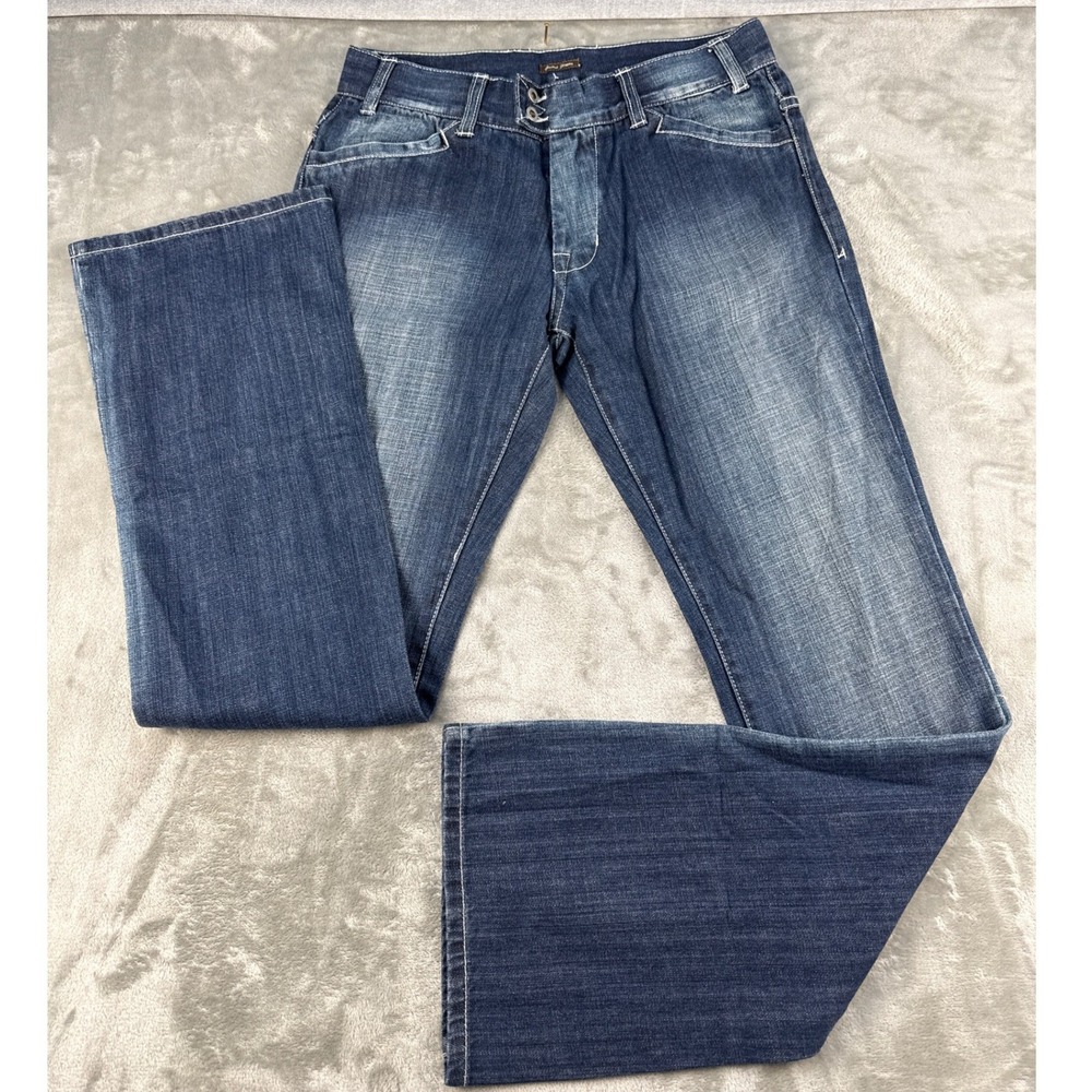 Guess Jeans Mens 31 Blue Bootcut Dark Wash Denim Pants Cotton Macau